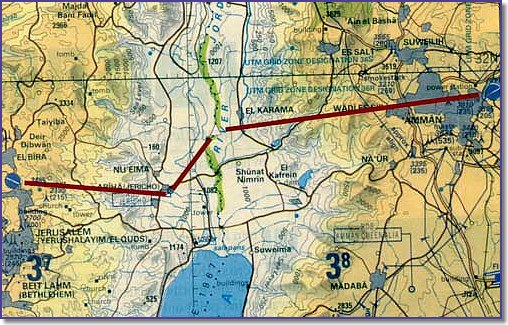 The route from Jerusalem to Amman